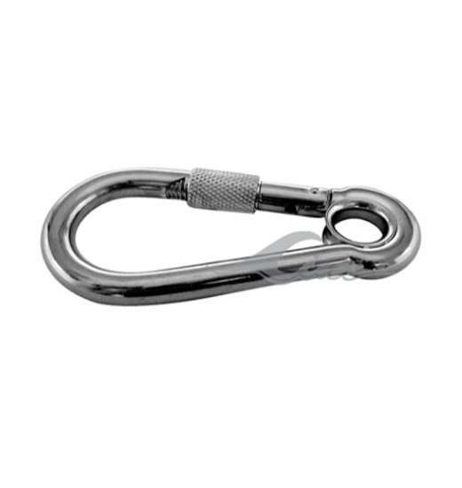 SNAP HOOK, ELECTRIC GALVANIZED,  WITH SAFETY SCREW AND EYELET-981