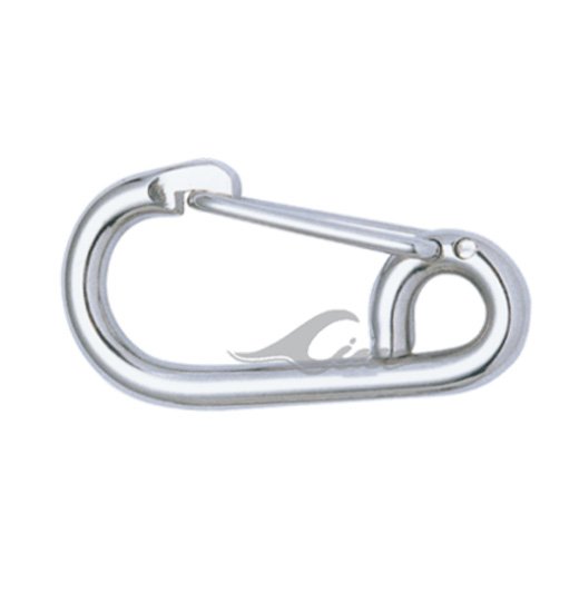 OVAL SNAP HOOK AISI316,WITH BENDED  EYE, FLAT NOSE  AND WIRE SPRING-1082