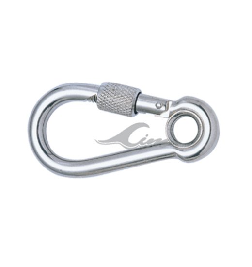 SNAP HOOK AISI316,WITH EYELET AND SAFETY SCREW-1066