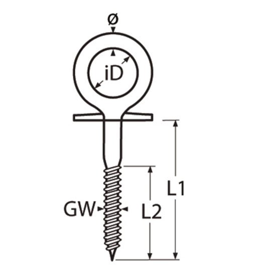 RING SCREW AISI316,WITH COLLAR+ WOOD THREAD-1614