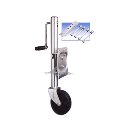TRAILER JACK PVC WHEEL, SIDE WIND SIDE  MOUNT, WITH COUNTER PLATES AND SCREWS-1938
