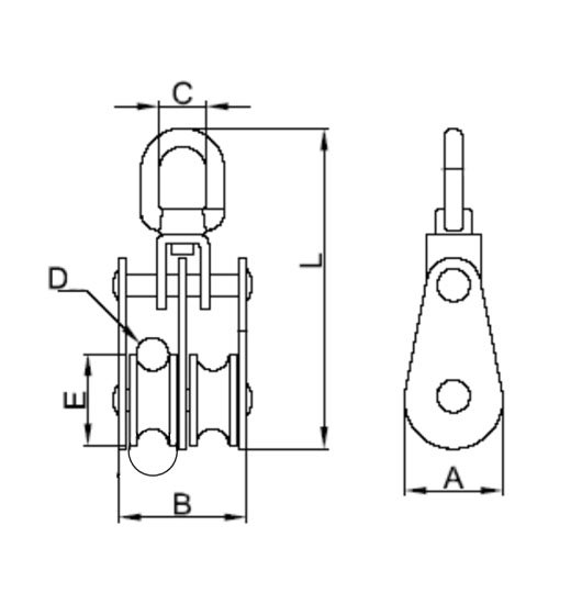 PULLEYS AISI316,DOUBLE SHEAVE-1885