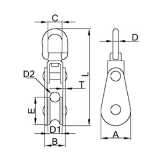 PULLEYS AISI316 SINGLE WITH SWIVEL-1876