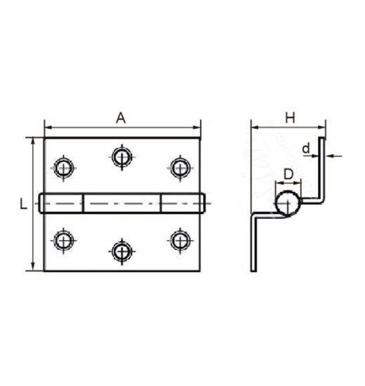 Brass Cranked Hinges, polished + chromed-2174