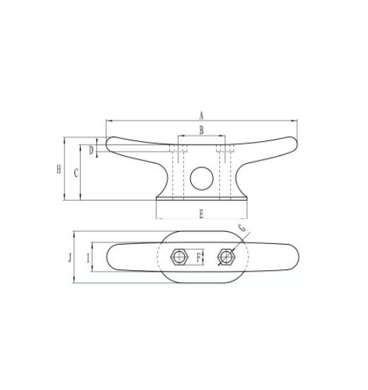 DOCK CLEAT, HEAVY DUTY,HEX HEAD, HOT DIPPED GALV-2602