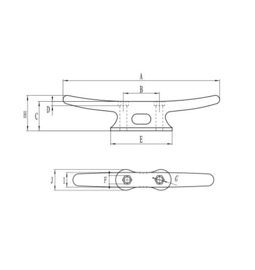 DOCK CLEAT, HEX HEAD, HOT DIPPED GALVANIZED-2603