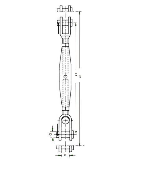 RIGGING SCREW AISI316, TOGGLE/JAW-2712