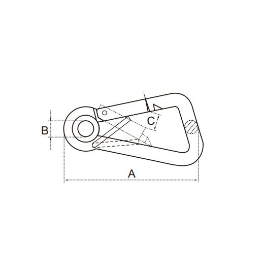 ASYMETRIC SNAP HOOK AISI316 WITH EYELET AND WIRE SPRING-2781
