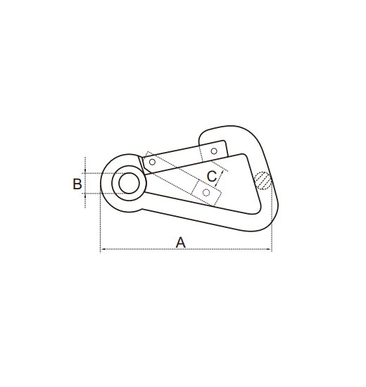ASYMETRIC SNAP HOOK AISI316 WITH FLAT NOSE AND EYELET-2783