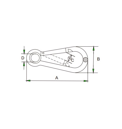 SNAP HOOK AISI316, WITH EYELET, DIN 5299-A-2778