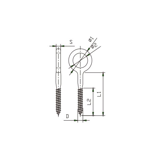 RING SCREW AISI316,WITH WOOD THREAD-2865