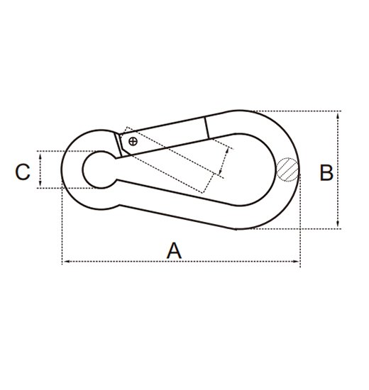 SNAP HOOK AISI316, KEY LOCK, WIDE OPENING-2791