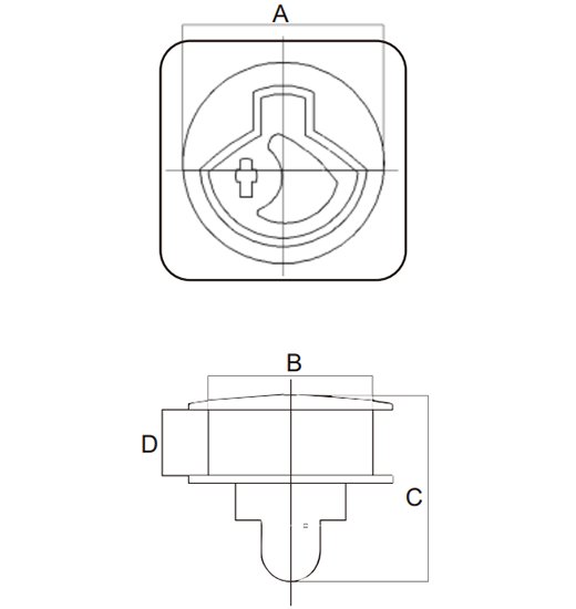HATCH LATCH AISI 316, SQUARE WITH LOCK AND KEY-2830