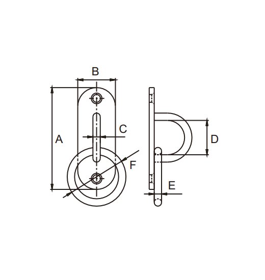 OVAL EYE-PLATE AISI304 WITH RING-2855