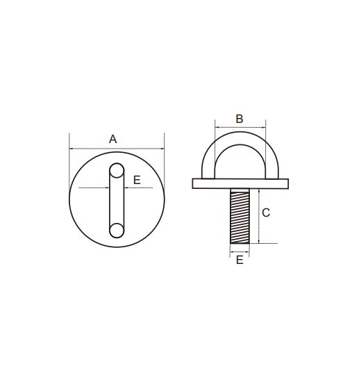 ROUND EYE-PLATE AISI304,WITH METRIC SCREW, NUT AND WASHER-2847