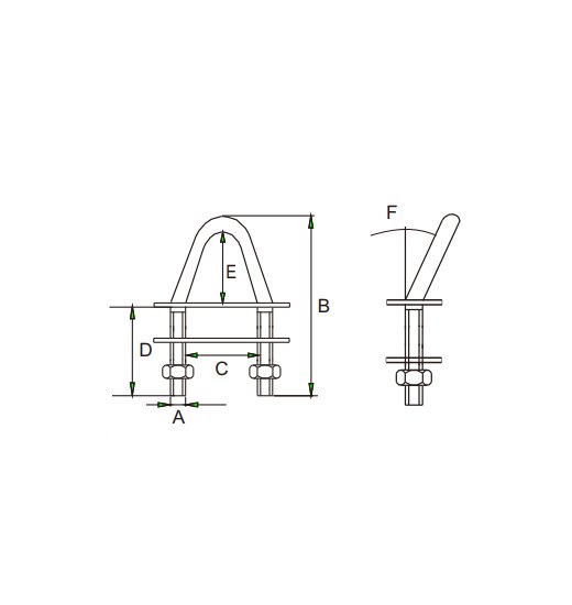 U-BOLT AISI316, WITH TRIANGLE TOP AND WELDED PLATE-2834