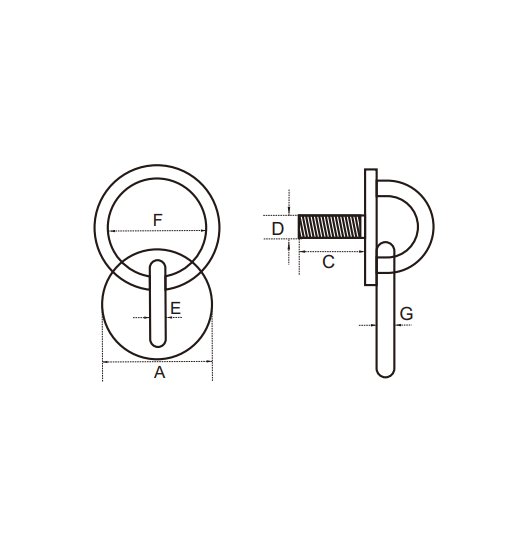 ROUND EYE-PLATE AISI304,WITH METRIC SCREW, NUT AND WASHER-2856