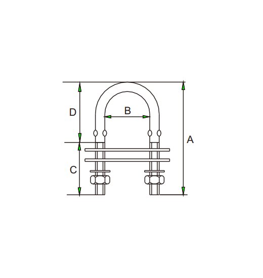 U BOLT AISI316, WITH 2 PLATES AND NUTS-2835