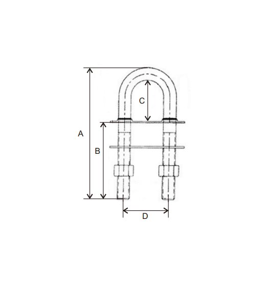 U-BOLT AISI316,WITH WELDED  FACE PLATE-2838