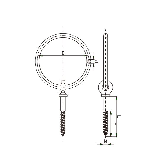 RING BOLT WITH WOODSCREW-2872
