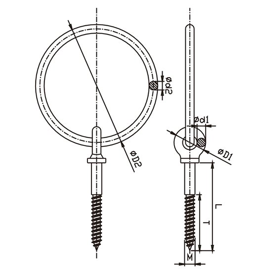 RING BOLT WITH WOODSCREW-2877