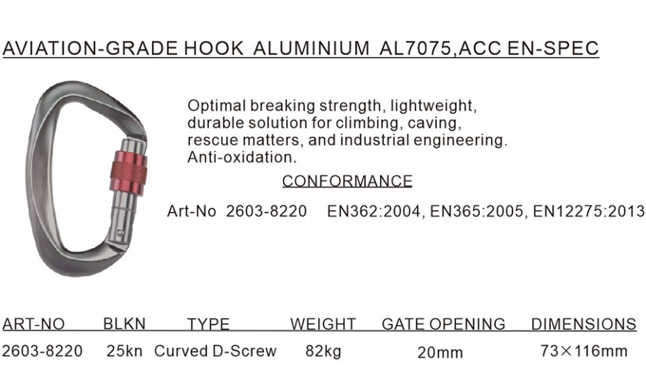 AVIATION-GRADE HOOK  ALUMINIUM  AL7075,ACC EN-SPEC