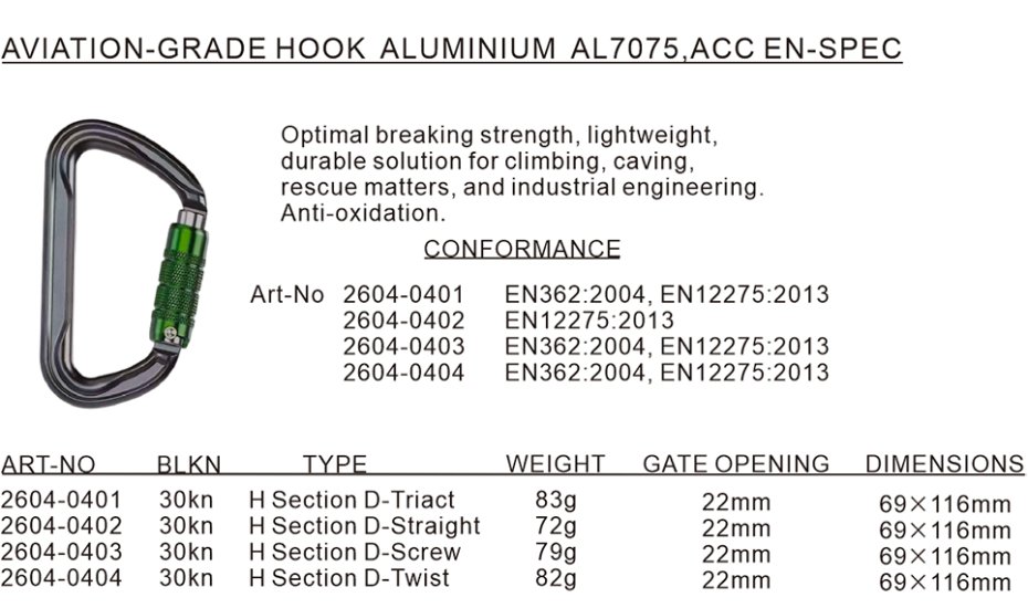 AVIATION-GRADE HOOK  ALUMINIUM  AL7075,ACC EN-SPEC